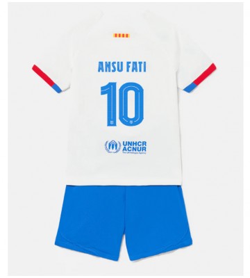 Barcelona Ansu Fati #10 babykläder Bortatröja barn 2023-24 Korta ärmar (+ Korta byxor)